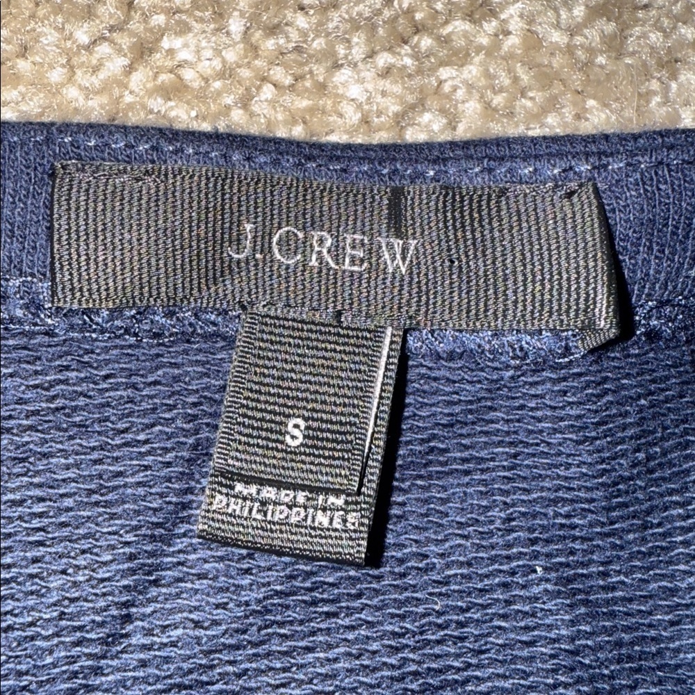 J. Crew Navy Sweatshirt with Ruffle Sleeves - size small. B6 - Picture 3 of 7